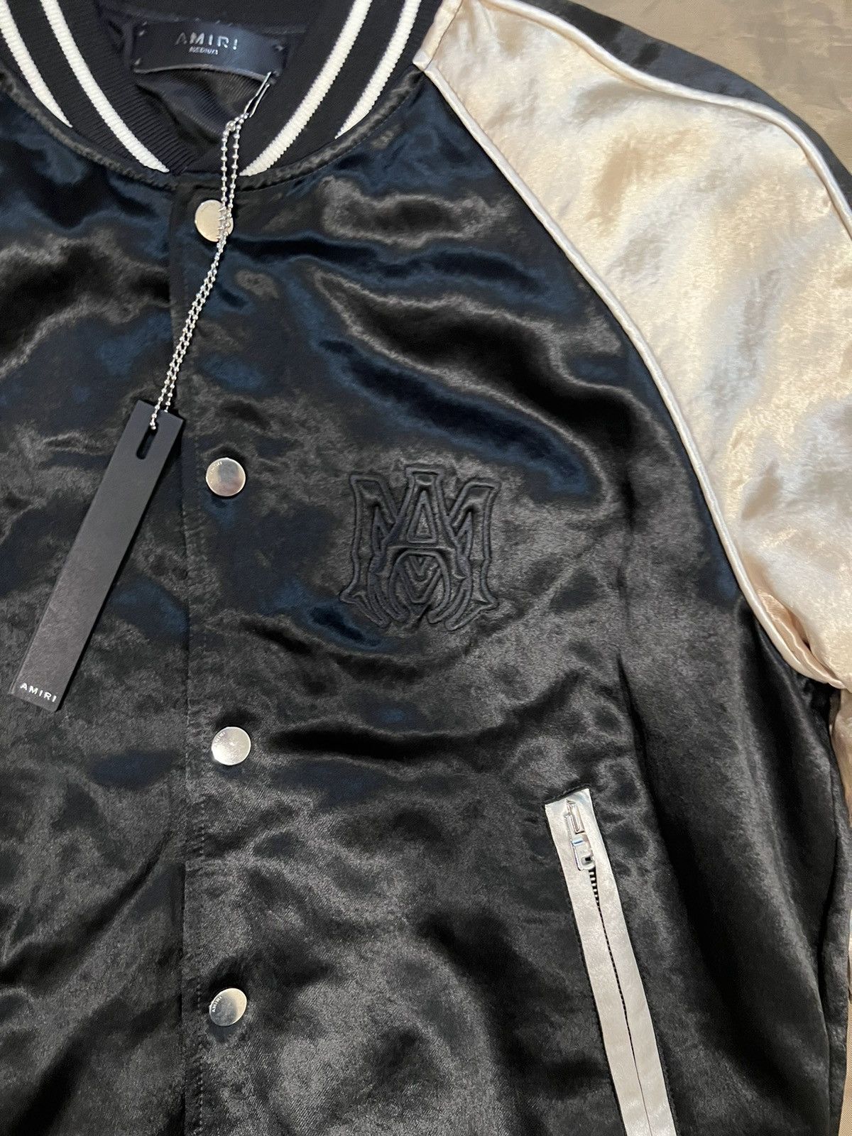 Amiri Amiri Men's Black Satin Flames Souvenir Jacket size M $3500 Size US M / EU 48-50 / 2 - 2 Thumbnail