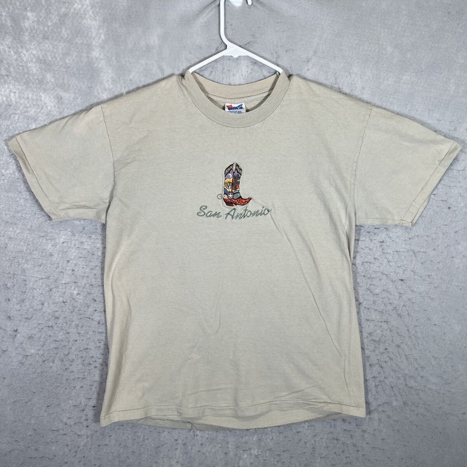 Hanes A1 Vintage 90s Hanes San Antonio Boot Embroidered T Shirt Adult ...