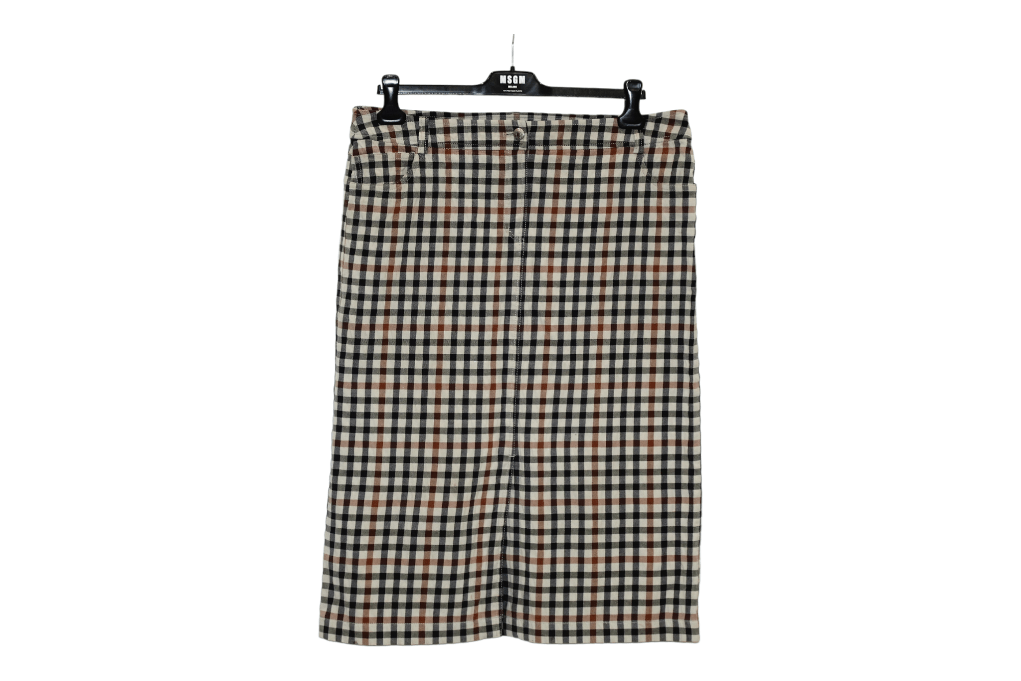 image of Daks London Casual Iconic Checked Cotton Multipocket Skirt in Brown, Women's (Size 36)
