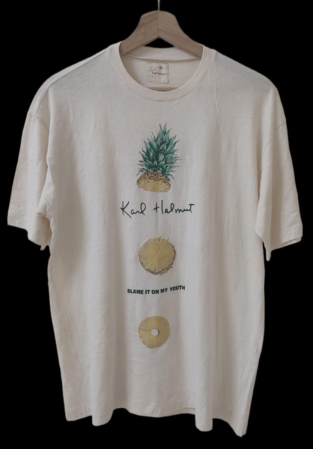 image of Steal Vintage Karl Helmut Pineapple Tee in Cream, Men's (Size Medium)