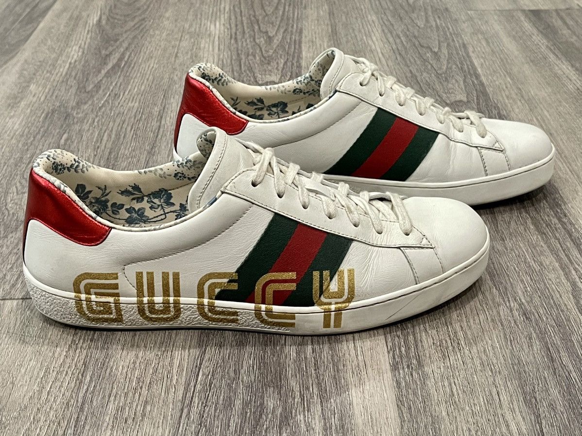 Gucci Gucci Ace Sega “Guccy” Gold Glitter Sneakers 523455 Sz. 42 Size US 9 / EU 42 - 1 Thumbnail
