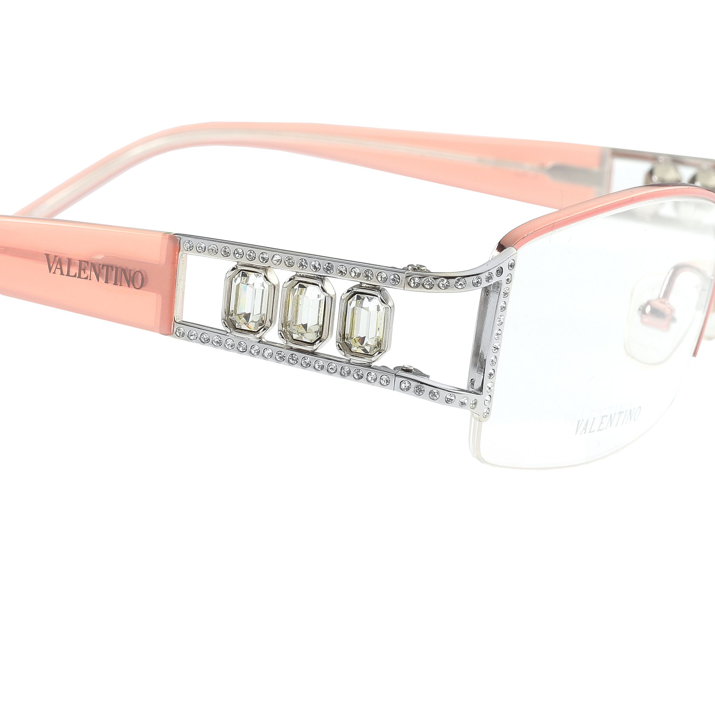 Pre-owned Archival Clothing X Valentino '90s Baby Pink Crystal Half Rim Glasses