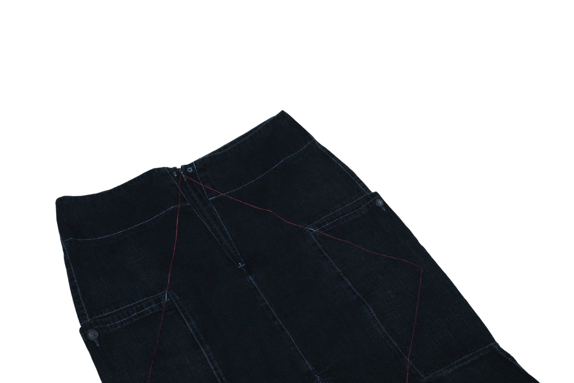 Marithe + Francois Girbaud Y2K 🔥 M+F.G. Deep Indigo Dyed Distressed Denim Cargo Skirt Size 28" / US 6 / IT 42 - 8 Thumbnail