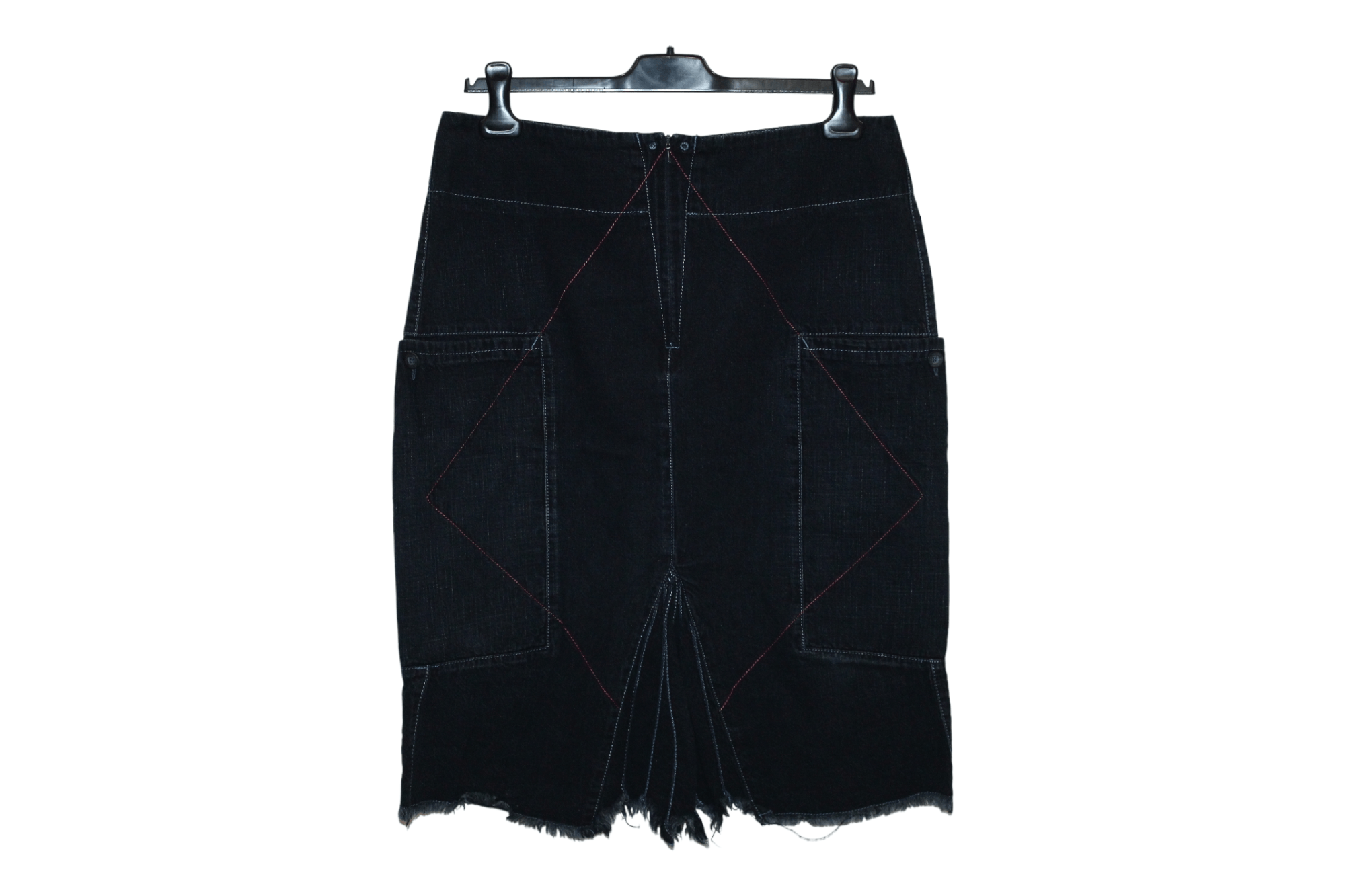 Marithe + Francois Girbaud Y2K 🔥 M+F.G. Deep Indigo Dyed Distressed Denim Cargo Skirt Size 28" / US 6 / IT 42 - 2 Thumbnail
