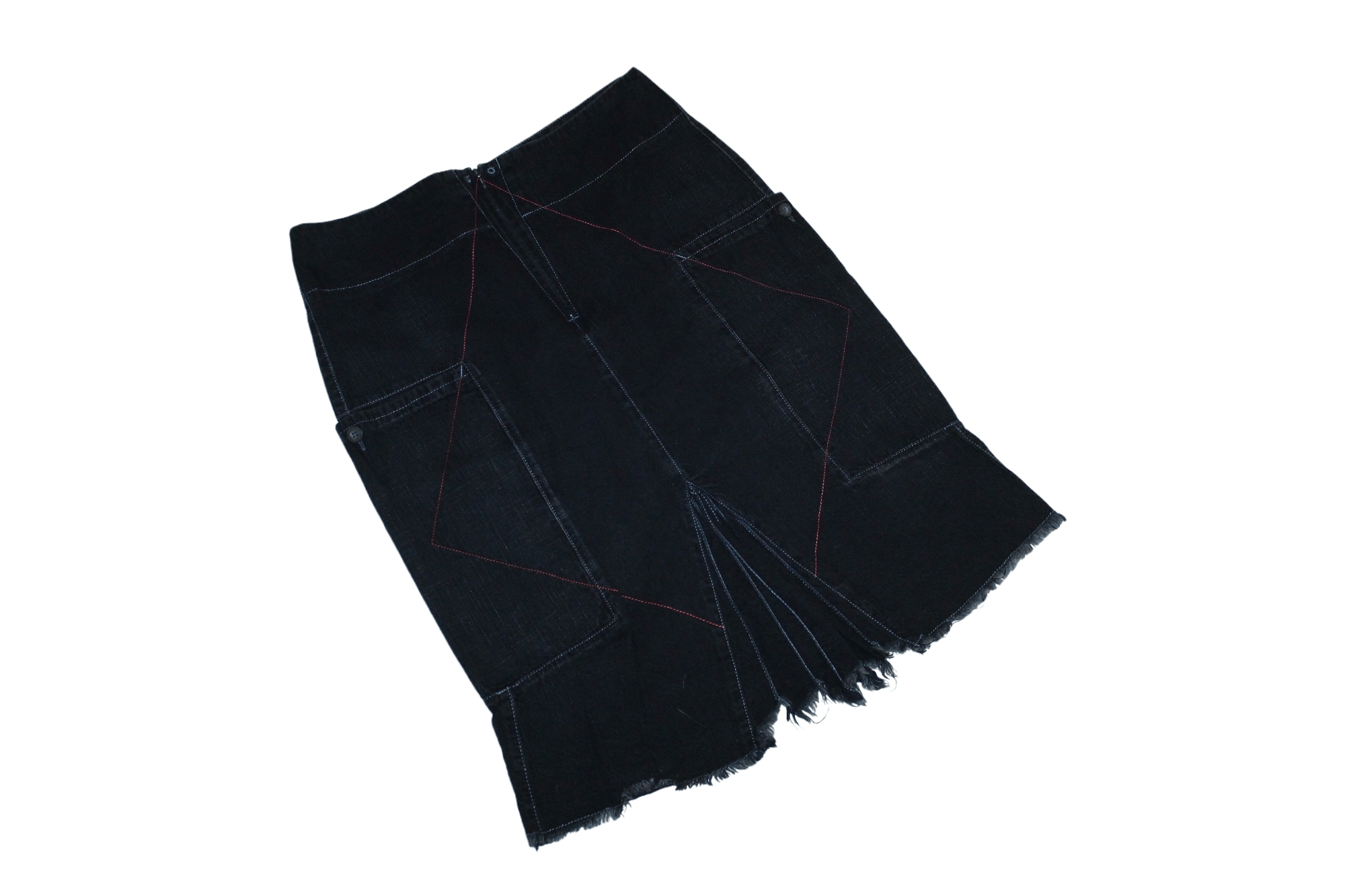 Marithe + Francois Girbaud Y2K 🔥 M+F.G. Deep Indigo Dyed Distressed Denim Cargo Skirt Size 28" / US 6 / IT 42 - 7 Thumbnail
