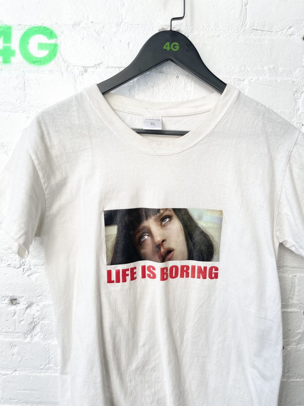 image of Vintage Life Is Boring Drugs Girl Shirt Thrashed 4Gseller in White, Men's (Size Large)