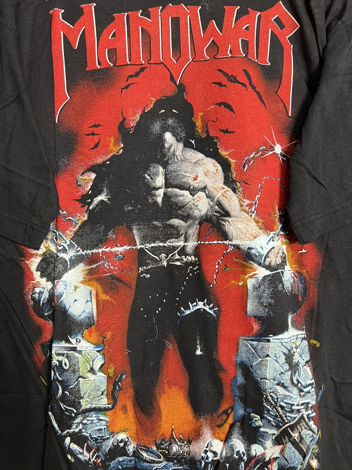 Band Tees Rare Manowar 90s Vintage Tshirt Heavy Metal Band Tee Size US L / EU 52-54 / 3 - 3 Thumbnail