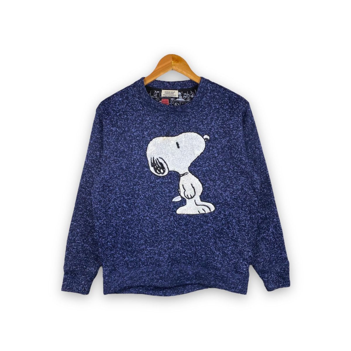 VINTAGE PEANUTS EMBROIDERED LOGO FLEECE CREWNECK PULLOVER