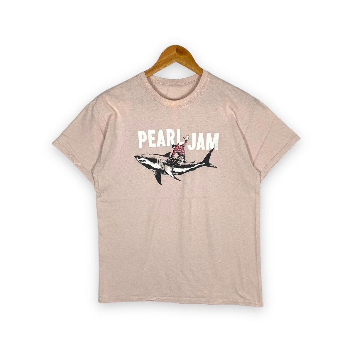 image of Band Tees x Vintage Pearl Jam Band Shark Cowboy Tee in Pink, Men's (Size Medium)