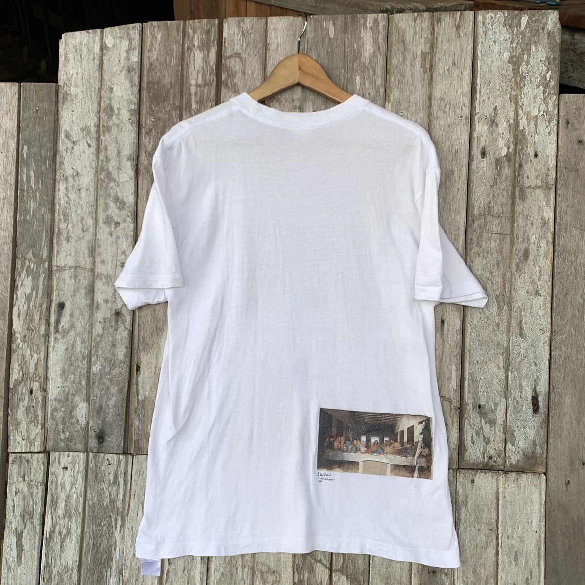 image of Vintage Leonardo Da Vinci The Last Supper 1498 Art Tshirt in White, Men's (Size Large)