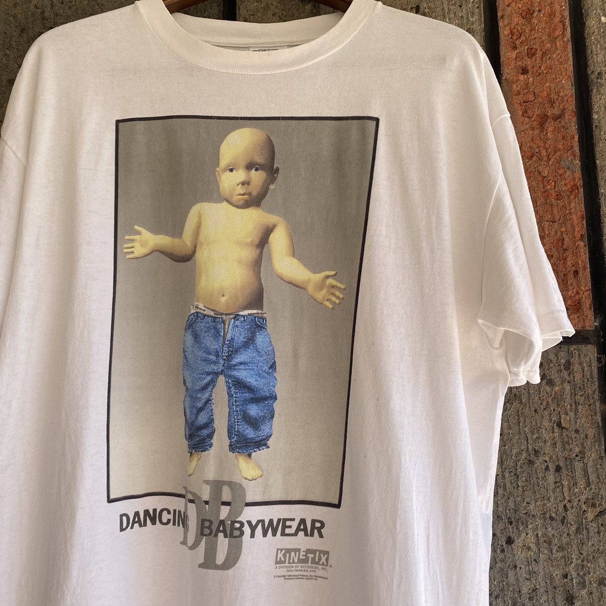 image of Made In USA x Tultex VTG 1998 Dancing Babywear Kinetix Tee Shirt in White, Men's (Size XL)