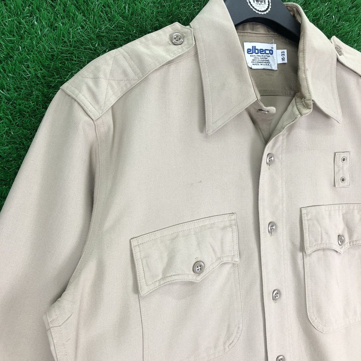 Uniform Wares Vintage 80's Military Khakis Shirts M Flap Pocket by Elbeco Size US L / EU 52-54 / 3 - 2 Thumbnail