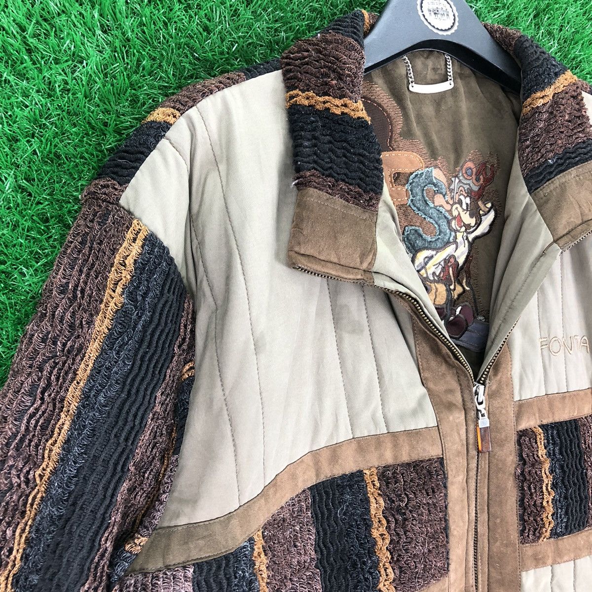 Japanese Brand Vintage 80's Fontana 3 Fabric Zipper Jacket Nice Design Size US XXL / EU 58 / 5 - 2 Thumbnail