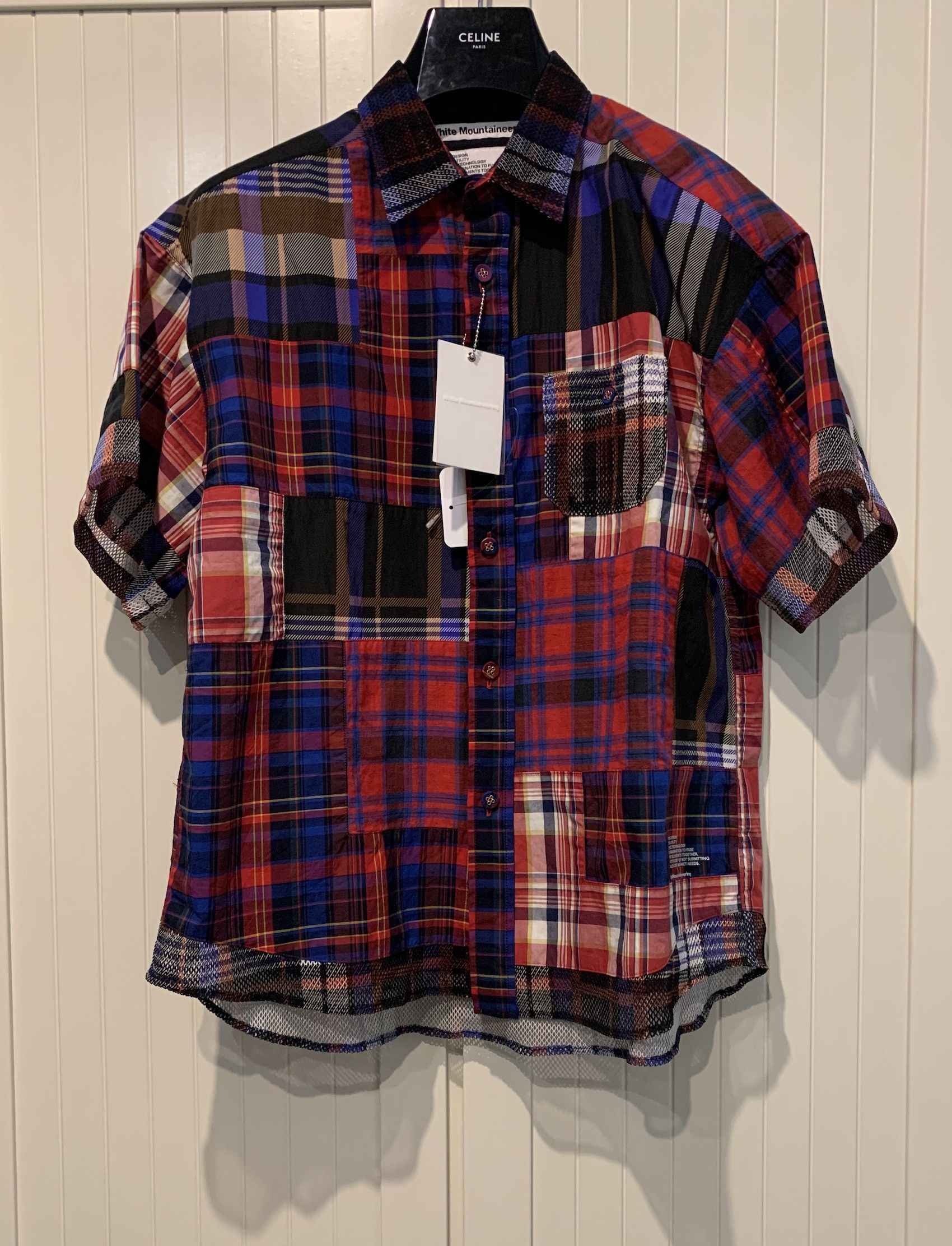 image of White Mountaineering Ss'19 Shirt Plaid Patchwork, Men's (Size Small)