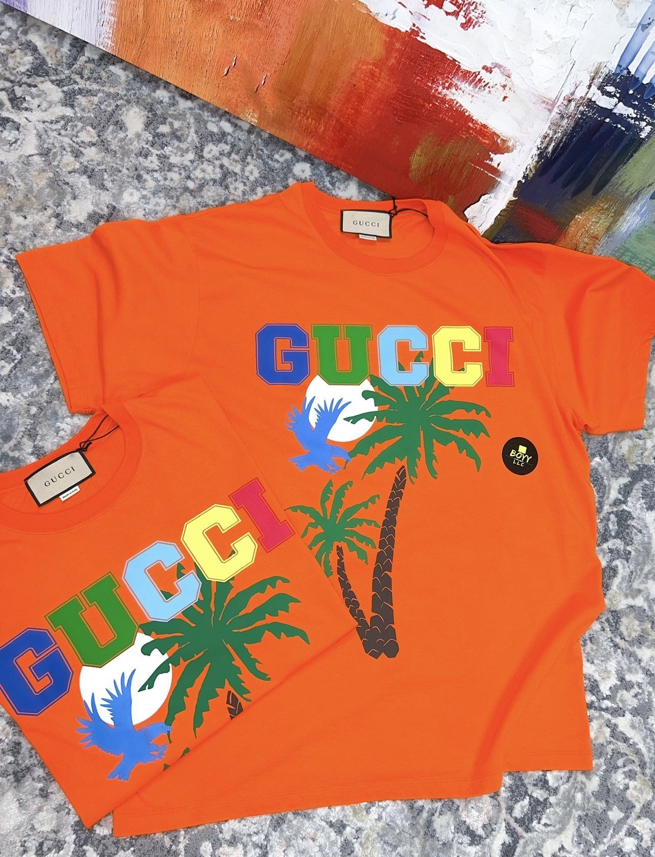 Image of Gucci Logo T Shirt in Orange, Men's (Size 2XL)