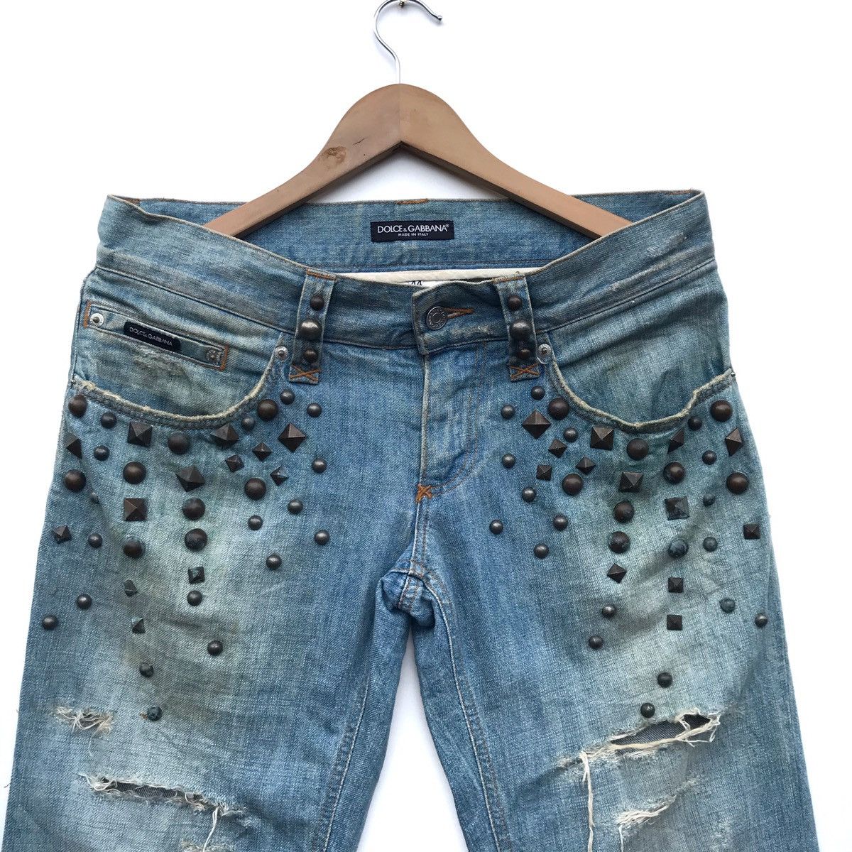 Dolce & Gabbana Dolce & Gabbana Distressed Studded Denim Size US 44 / EU 60 - 2 Thumbnail