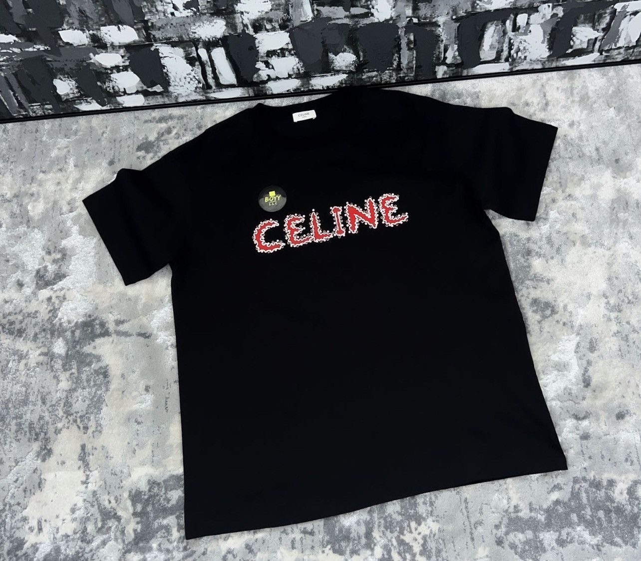 image of Celine Logo T Shirt in Black, Men's (Size 2XL)