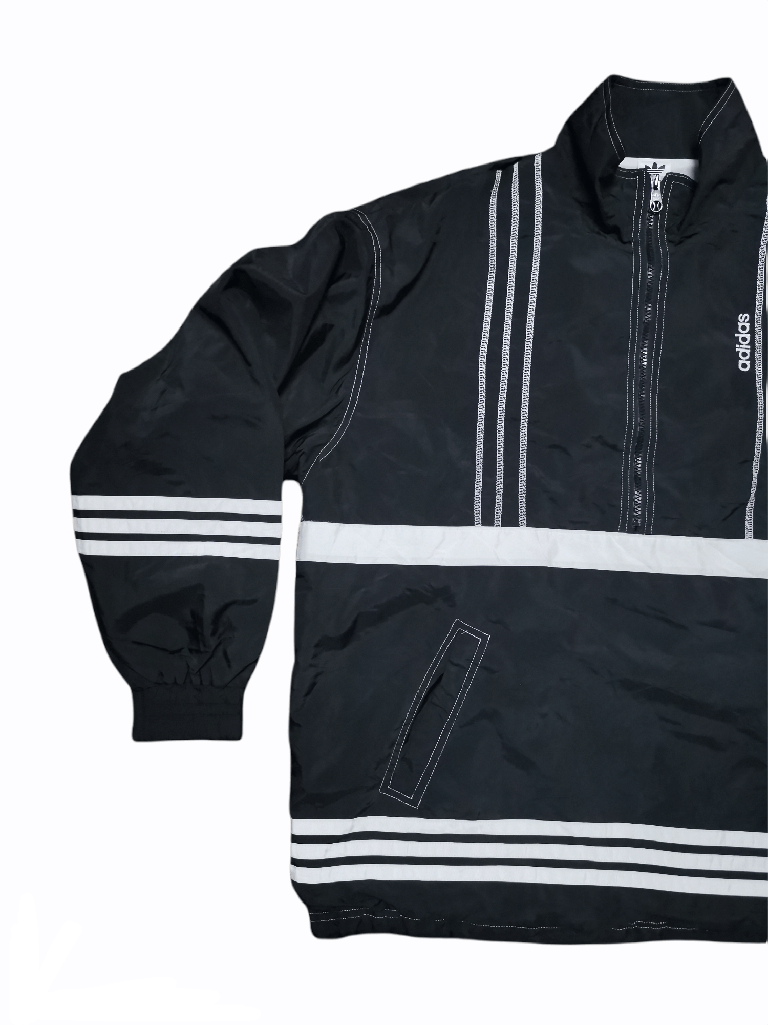 Adidas × Vintage Vintage Adidas 3 Stripe Windbreaker Size US L / EU 52-54 / 3 - 4 Thumbnail