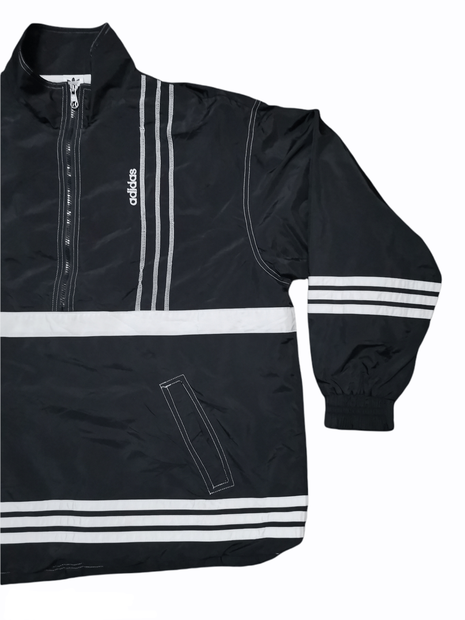 Adidas × Vintage Vintage Adidas 3 Stripe Windbreaker Size US L / EU 52-54 / 3 - 3 Thumbnail