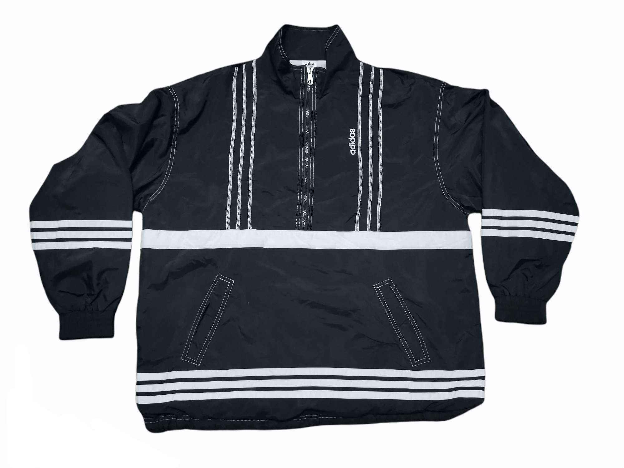Adidas × Vintage Vintage Adidas 3 Stripe Windbreaker Size US L / EU 52-54 / 3 - 1 Thumbnail