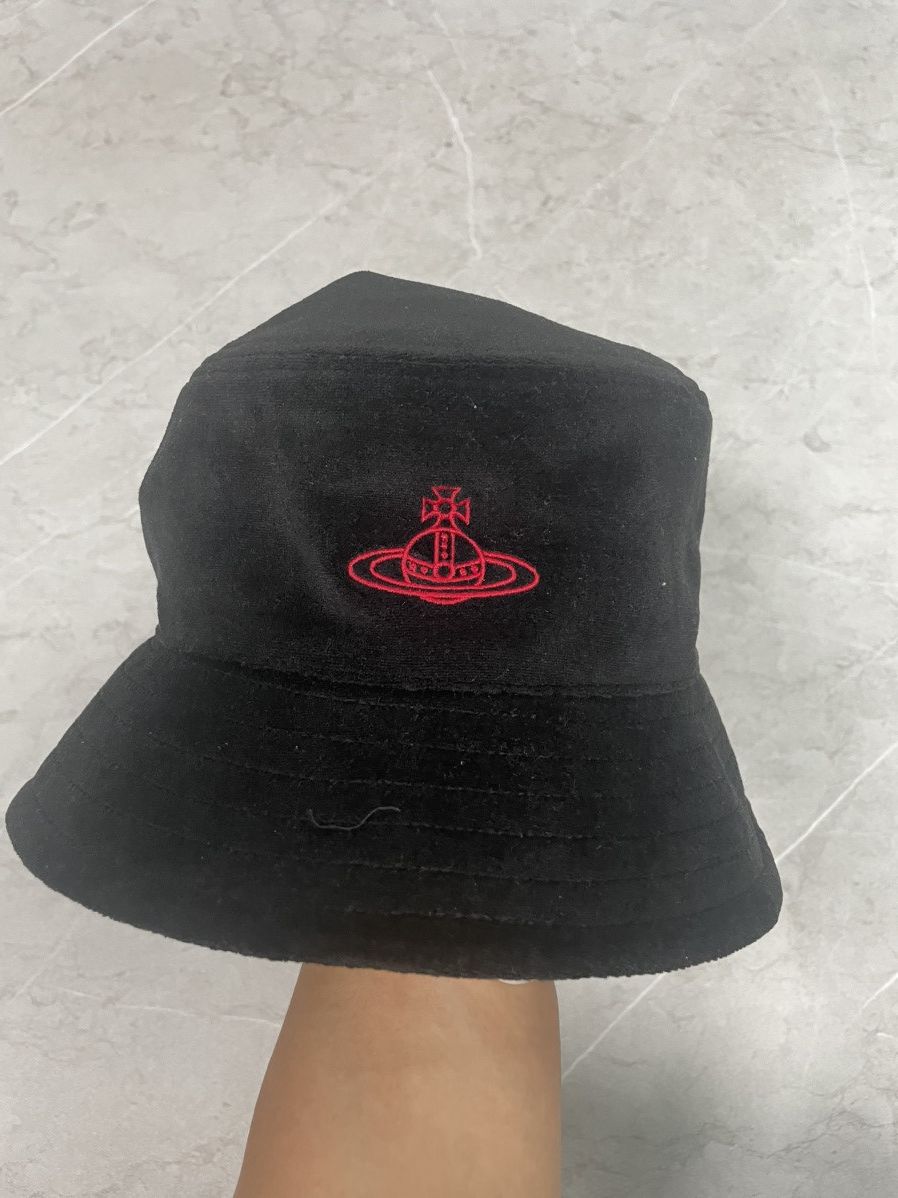 image of Vivienne Westwood Velvet Bucket Hat in Black, Men's