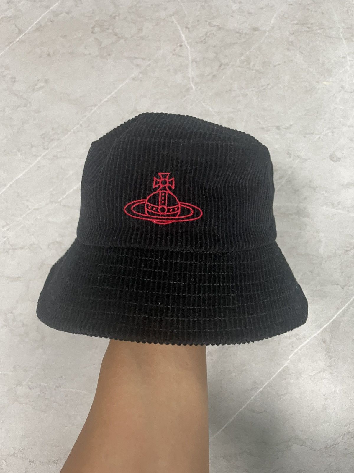 image of Vivienne Westwood Corduroy Bucket Hat in Black, Men's