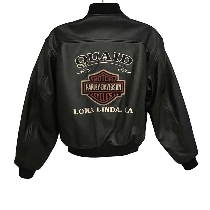 Harley Davidson Harley Davidson Black Leather Zip Quilted Lined Jacket