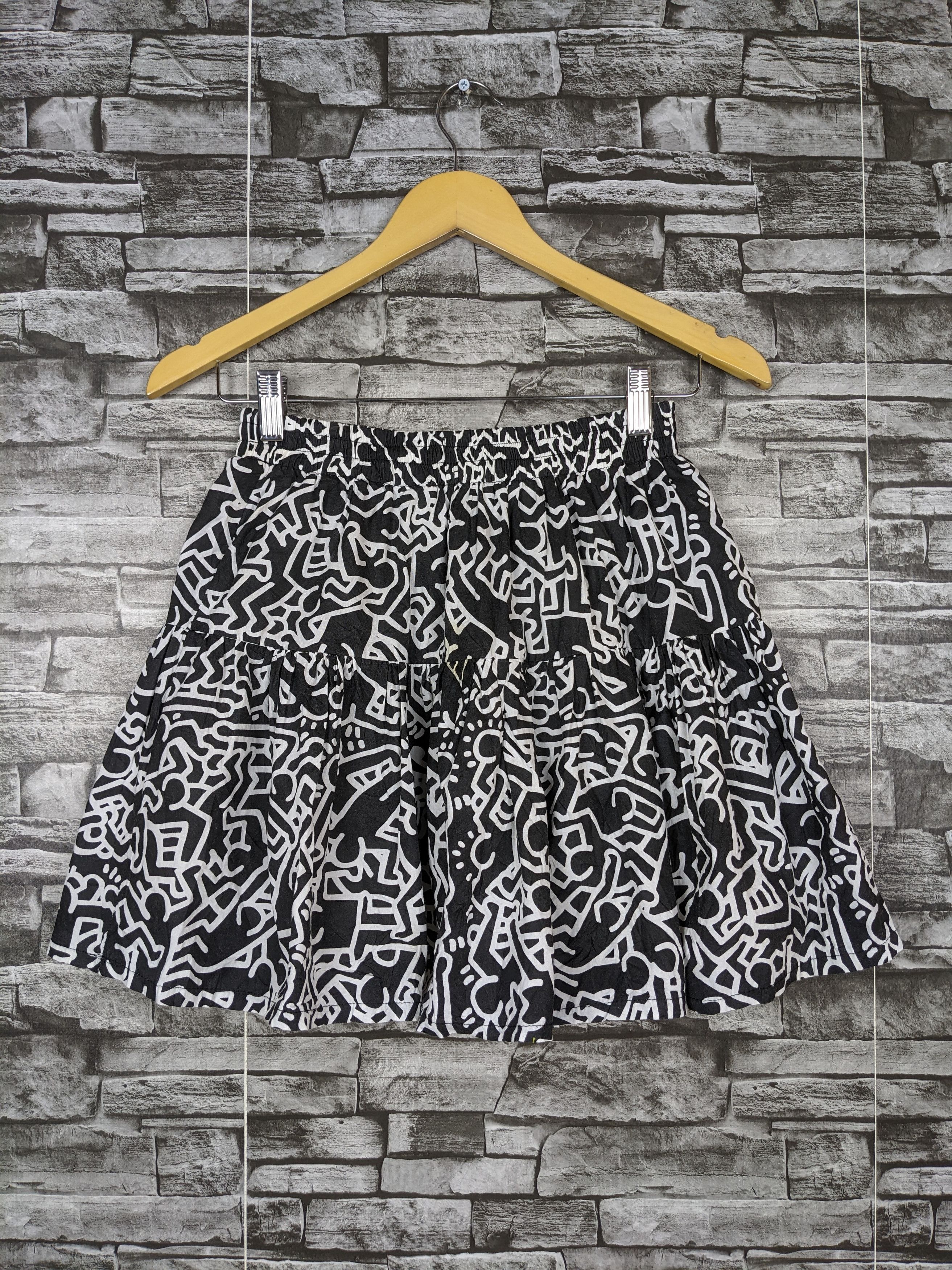 Other Unbrand Keith Haring Style Skirt Short Doodle Flowy Size 22" - 2 Thumbnail