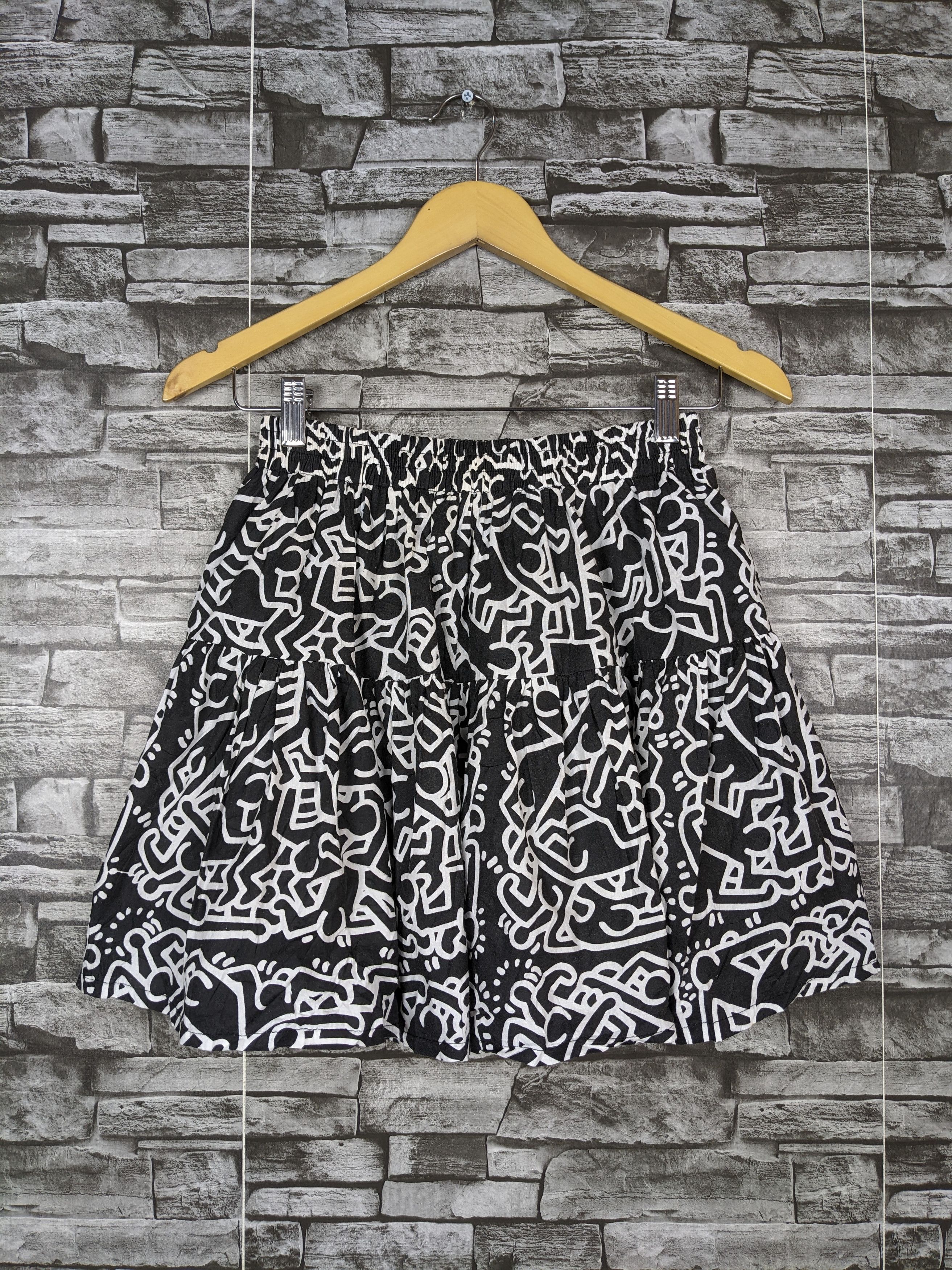 Other Unbrand Keith Haring Style Skirt Short Doodle Flowy Size 22" - 5 Thumbnail
