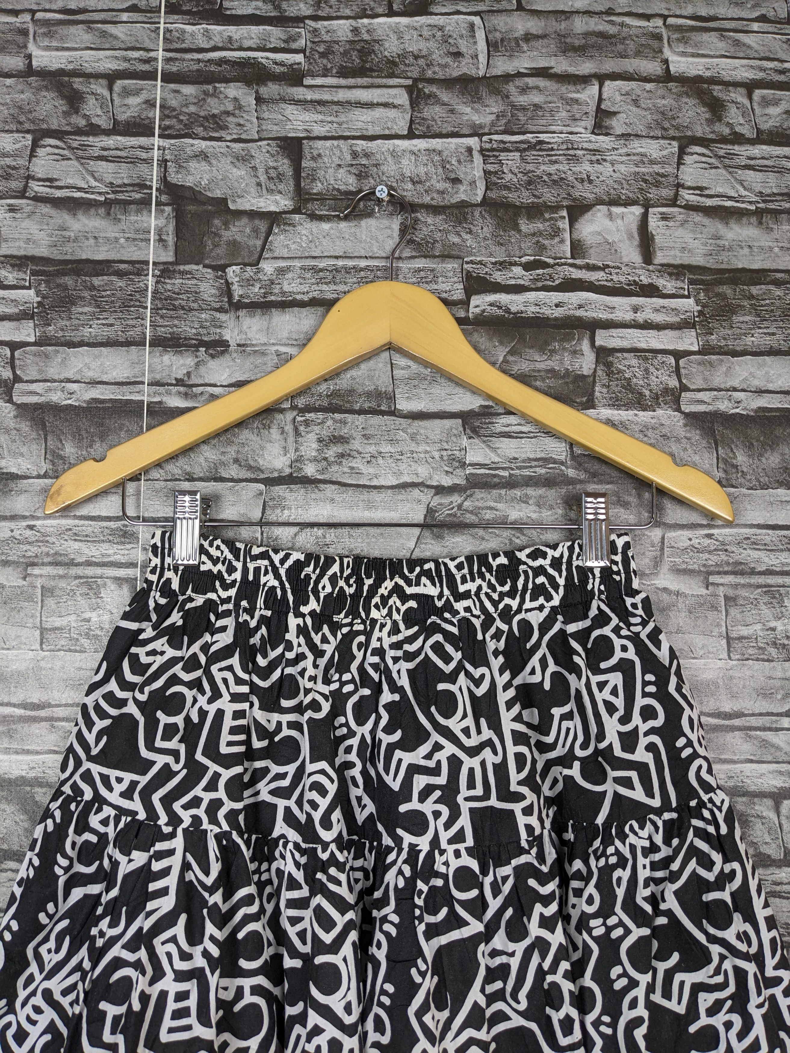 Other Unbrand Keith Haring Style Skirt Short Doodle Flowy Size 22" - 6 Thumbnail