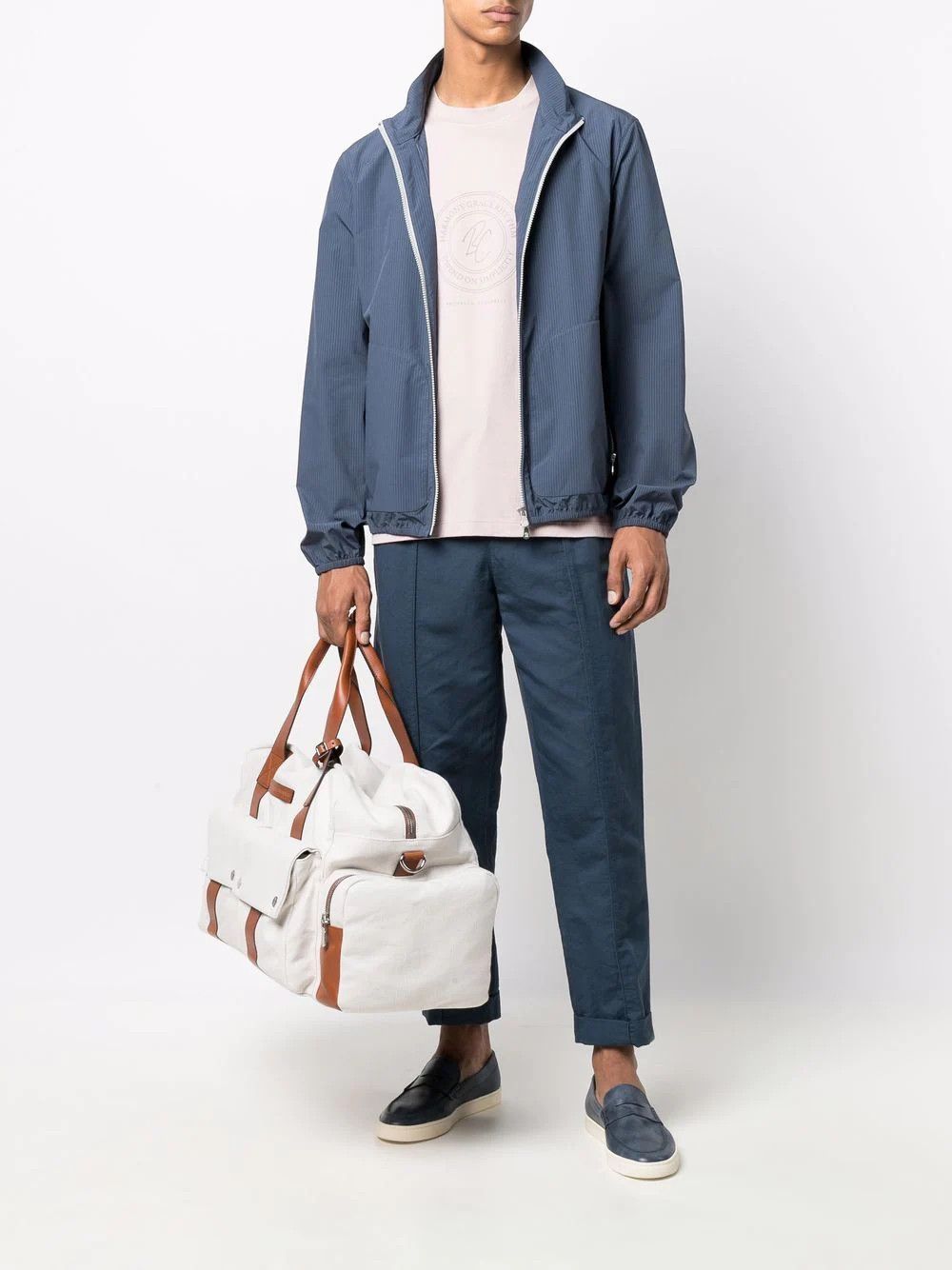 Brunello Cucinelli Pinstripe Windbreaker Nylon Jacket Size US L / EU 52-54 / 3 - 5 Thumbnail
