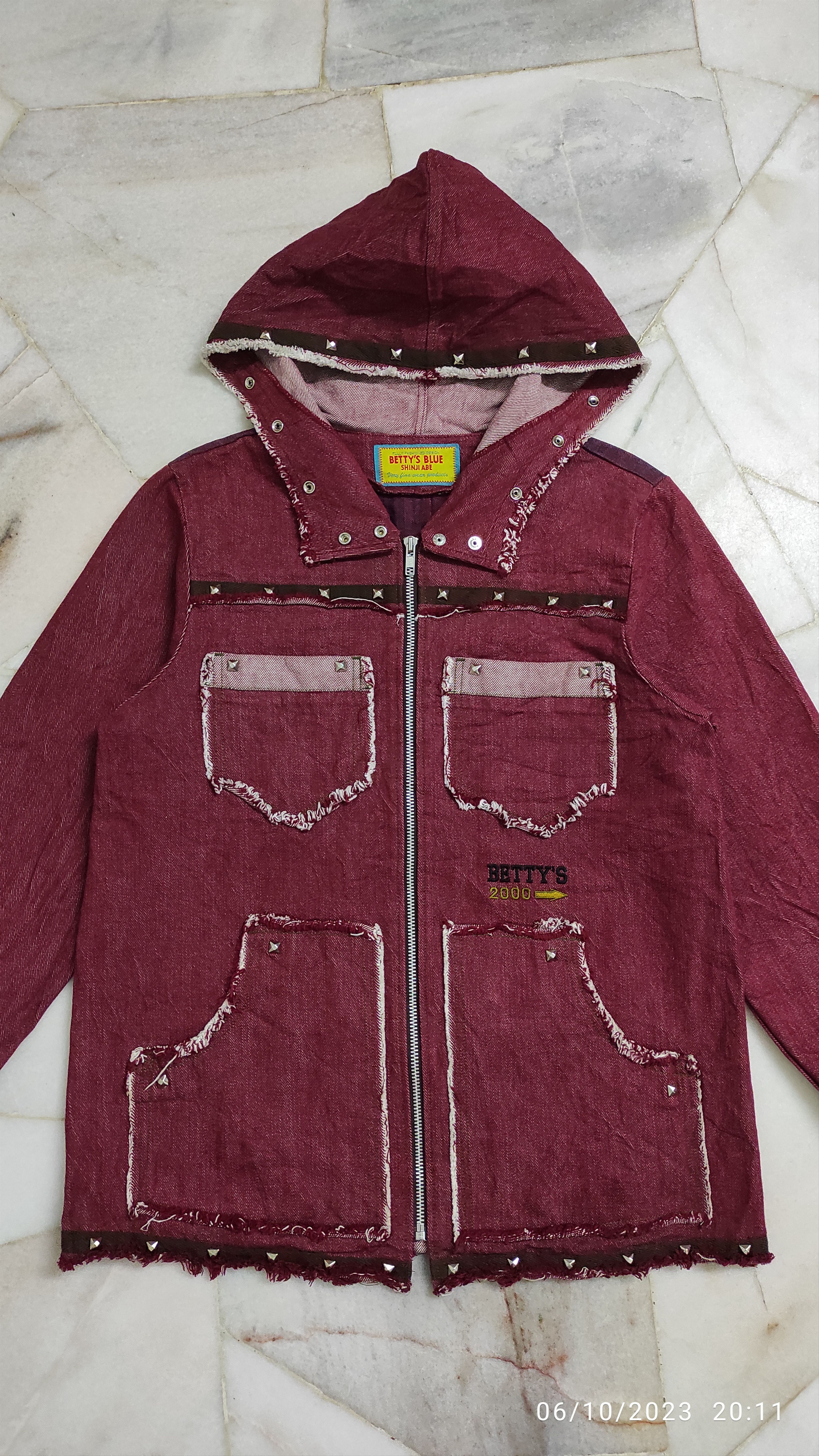 Japanese Brand FW2000 Hagi styles denim jacket with hoodie and studs Size US S / EU 44-46 / 1 - 16 Thumbnail