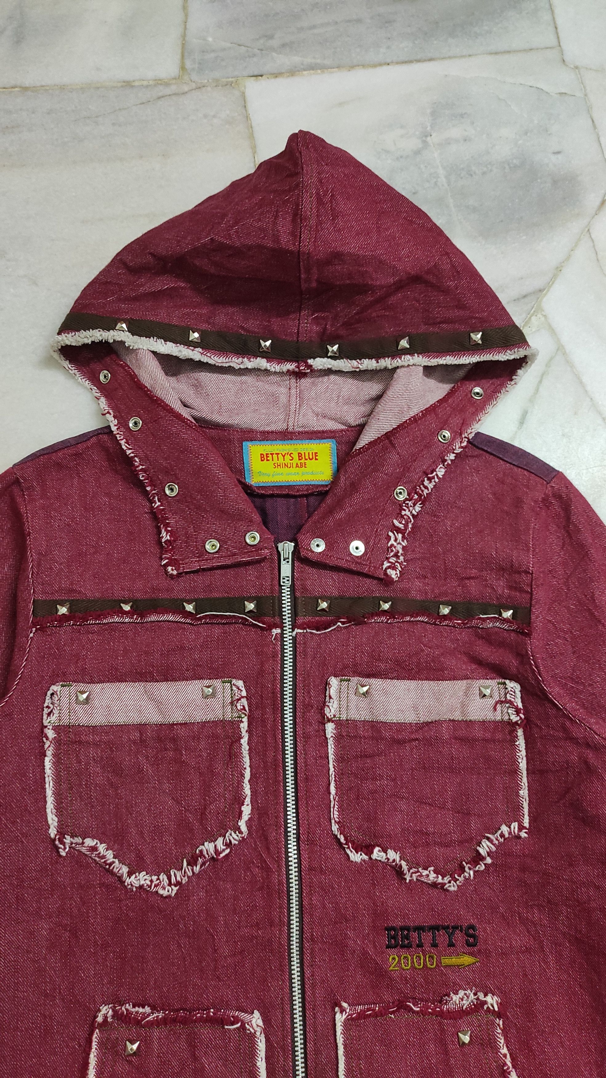 Japanese Brand FW2000 Hagi styles denim jacket with hoodie and studs Size US S / EU 44-46 / 1 - 7 Thumbnail