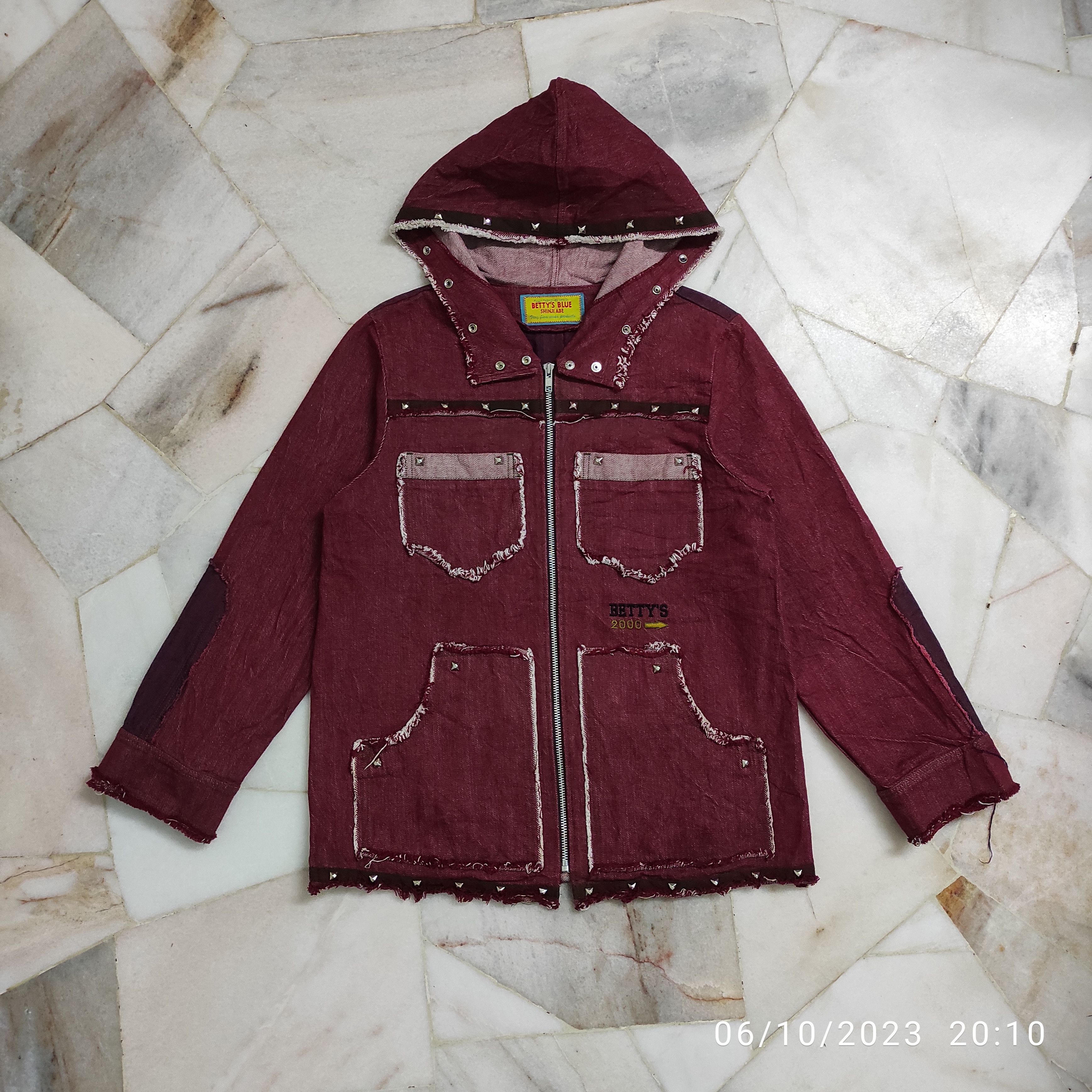 Japanese Brand FW2000 Hagi styles denim jacket with hoodie and studs Size US S / EU 44-46 / 1 - 1 Thumbnail