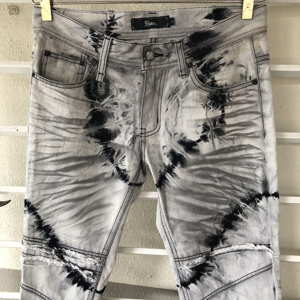 Japanese Brand Midas tie dye skinny punk denim Size US 31 - 2 Thumbnail