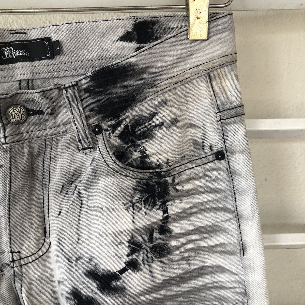 Japanese Brand Midas tie dye skinny punk denim Size US 31 - 5 Thumbnail
