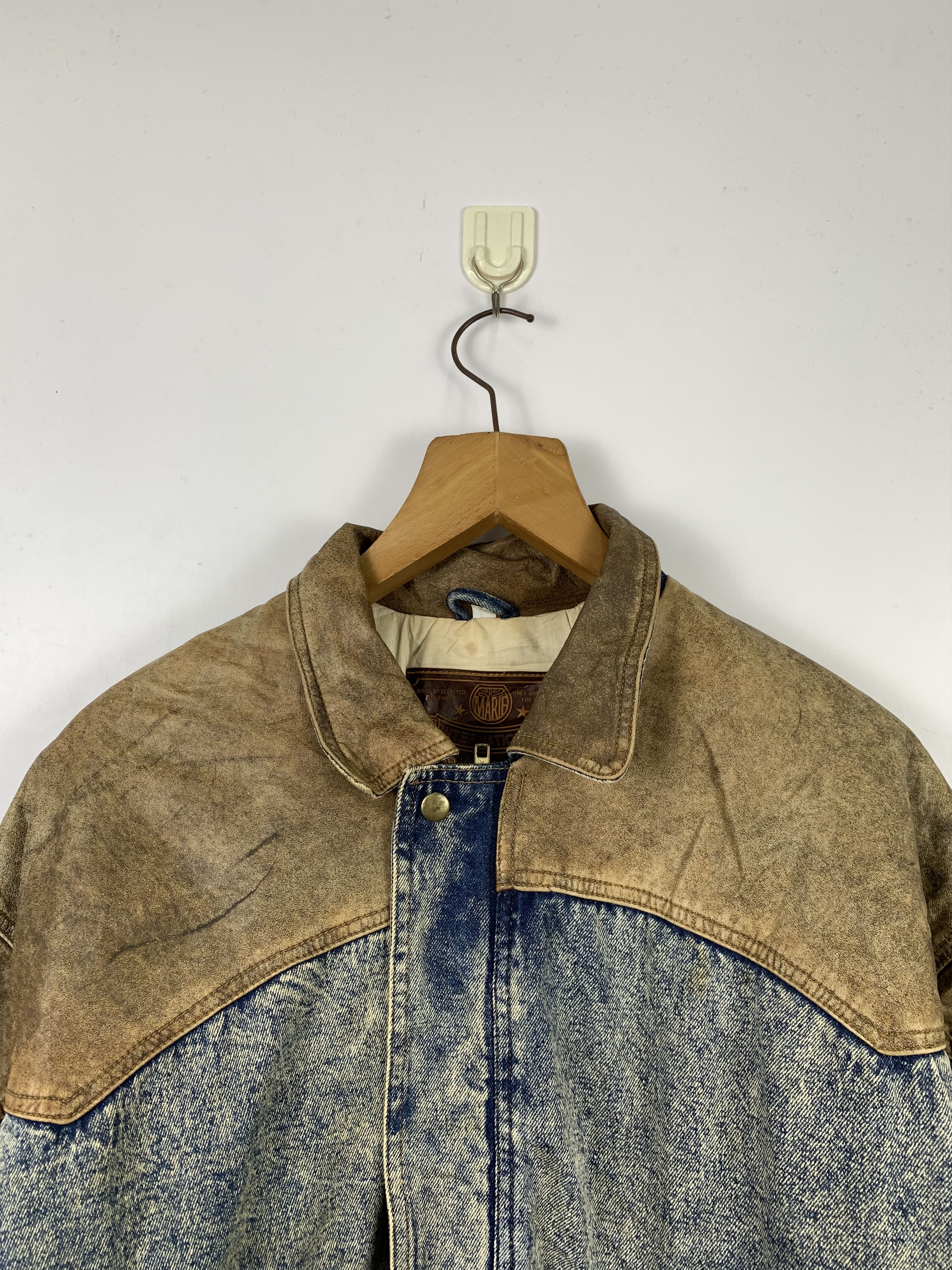 Vintage Vintage 80s MARIE Jeans Leather Collar Jacket J0436 Size US XL / EU 56 / 4 - 2 Thumbnail