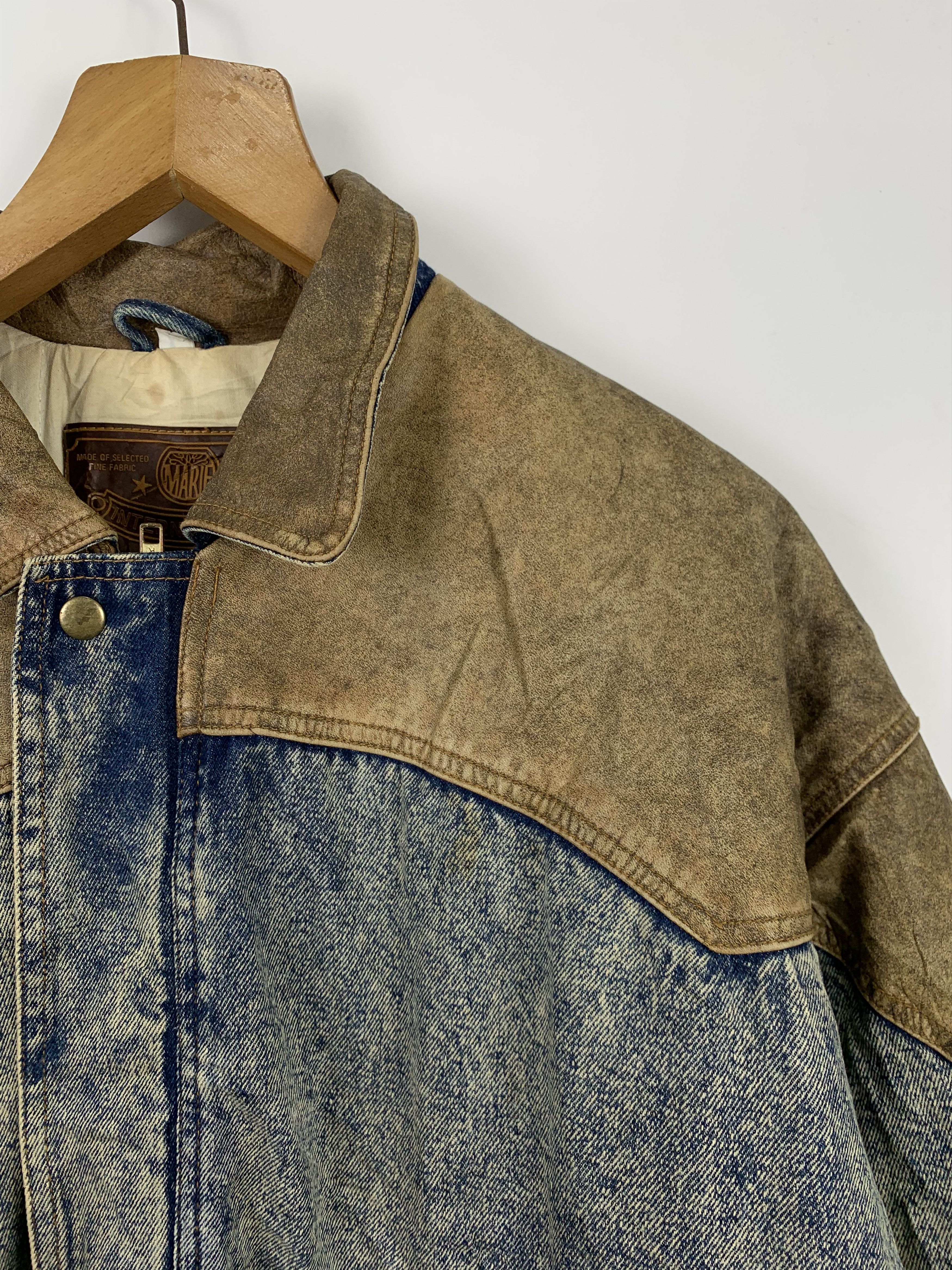 Vintage Vintage 80s MARIE Jeans Leather Collar Jacket J0436 Size US XL / EU 56 / 4 - 4 Thumbnail