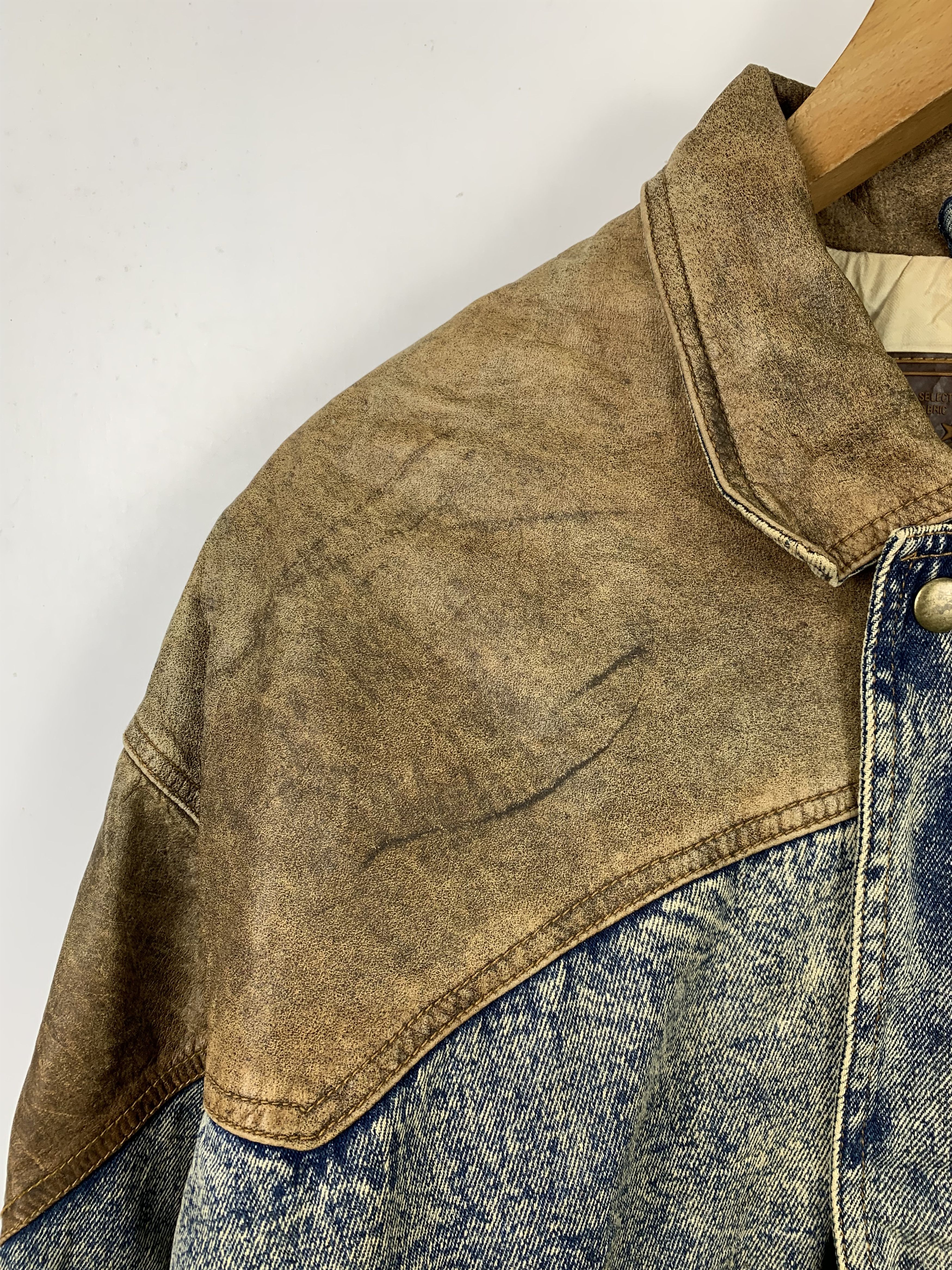 Vintage Vintage 80s MARIE Jeans Leather Collar Jacket J0436 Size US XL / EU 56 / 4 - 5 Thumbnail