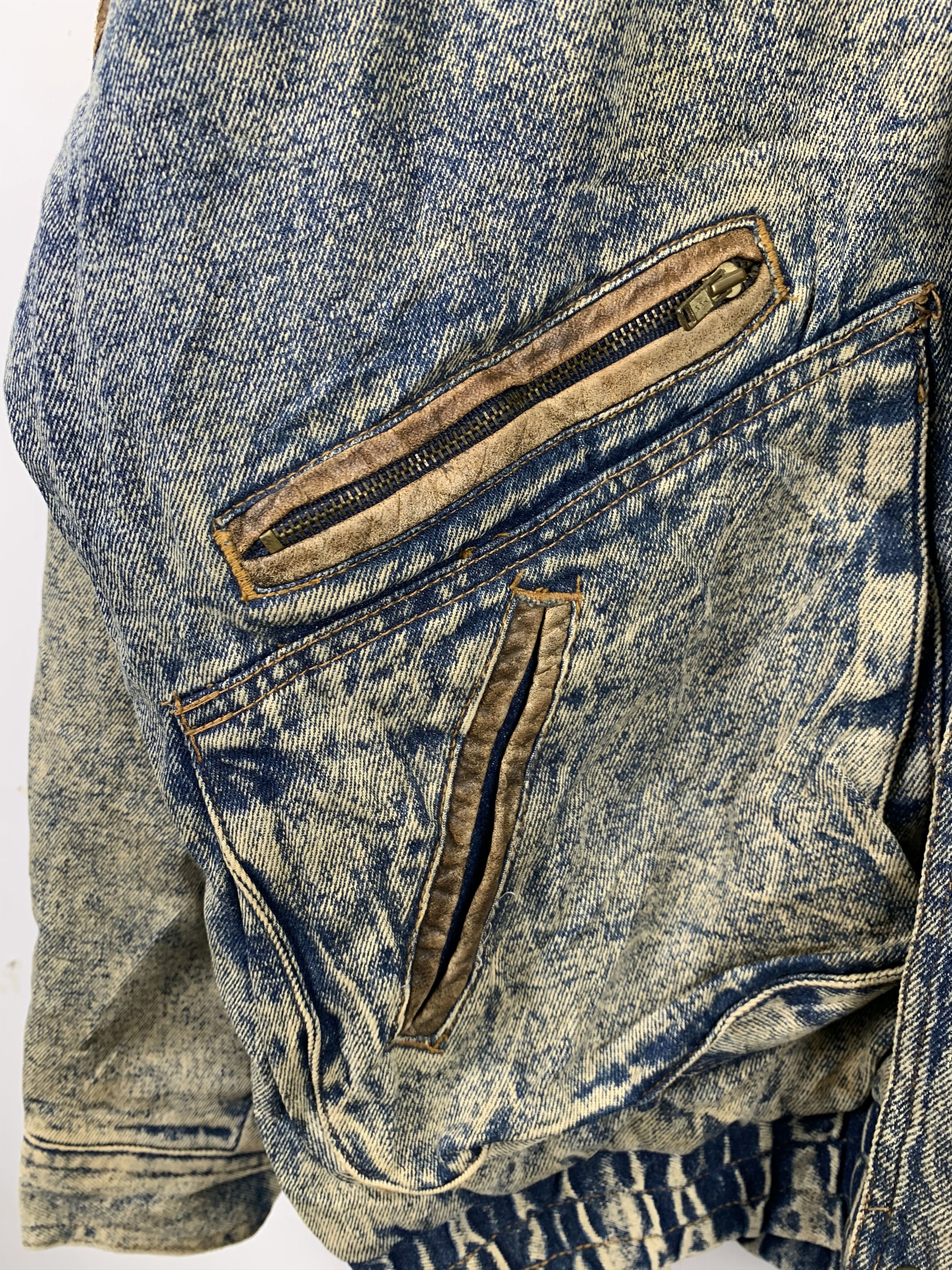 Vintage Vintage 80s MARIE Jeans Leather Collar Jacket J0436 Size US XL / EU 56 / 4 - 7 Thumbnail