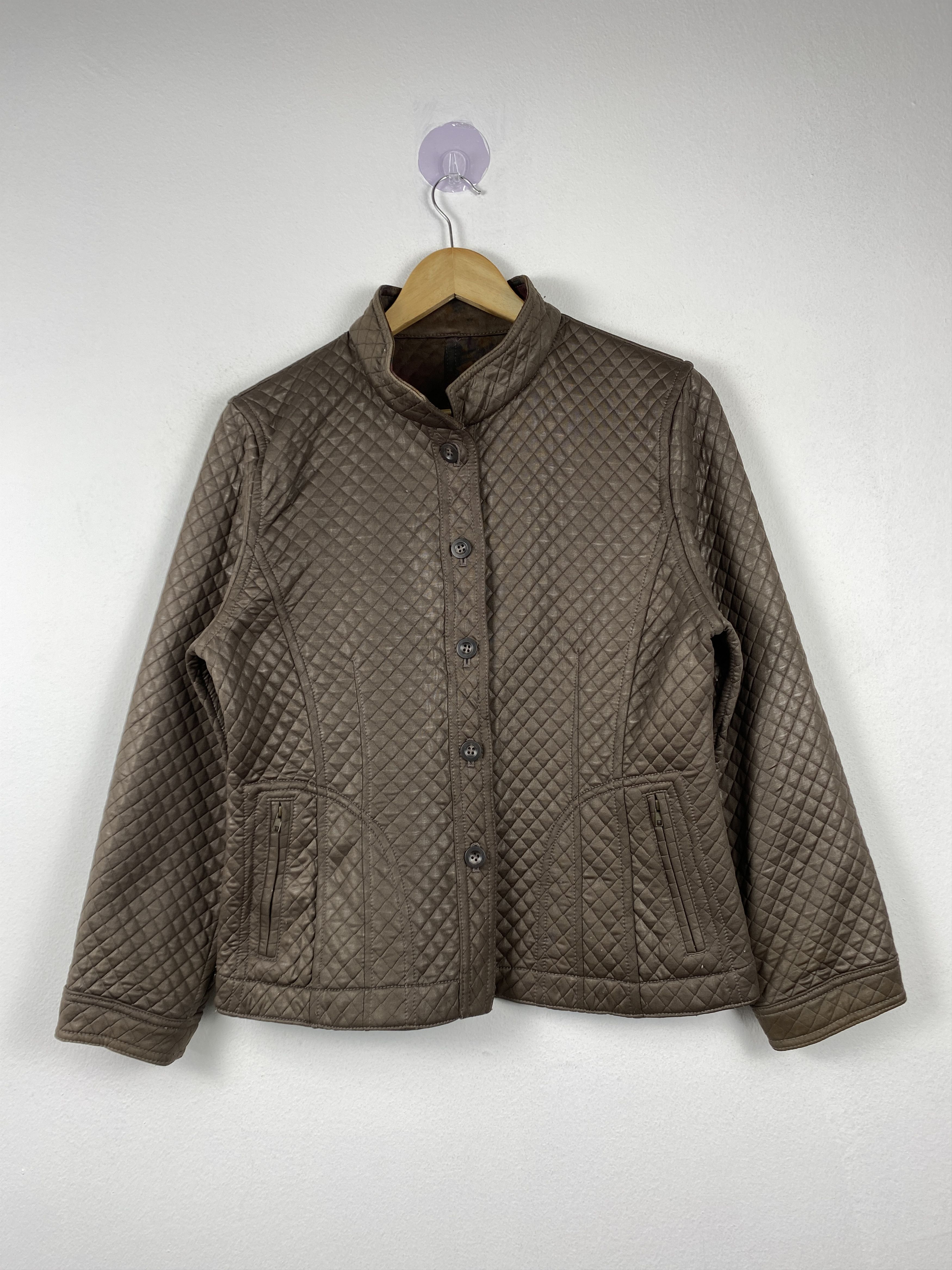 image of Vintage Quilted Button Up Jacket in Brown, Men's (Size Small)