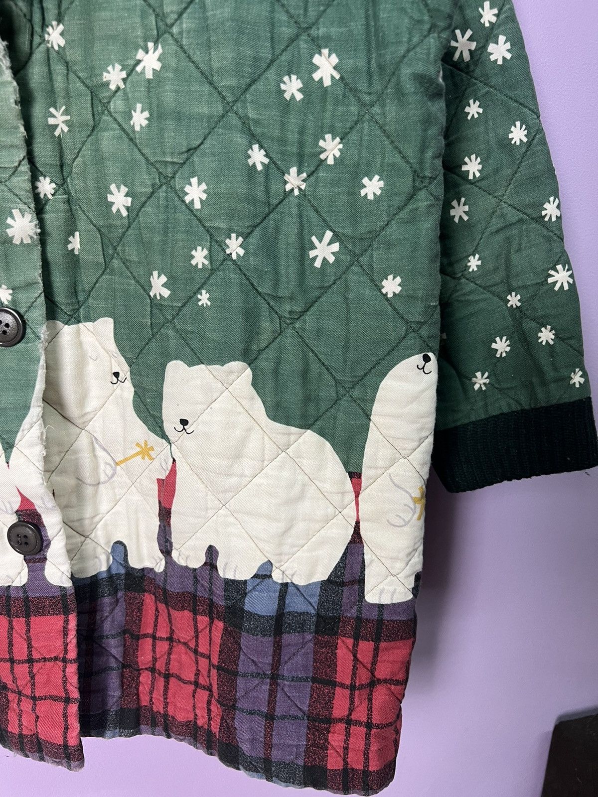 Japanese Brand 🔥Distressed Vintage Elle Chante Bear Quilted Jacket Size US M / EU 48-50 / 2 - 9 Thumbnail