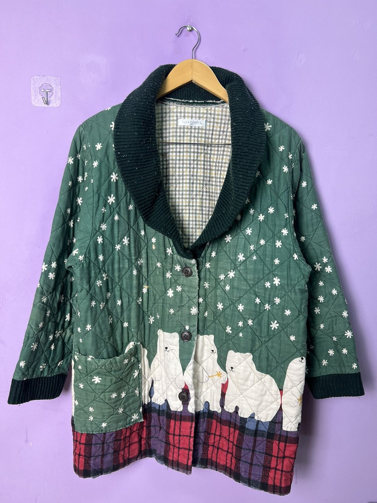 Japanese Brand 🔥Distressed Vintage Elle Chante Bear Quilted Jacket Size US M / EU 48-50 / 2 - 1 Thumbnail