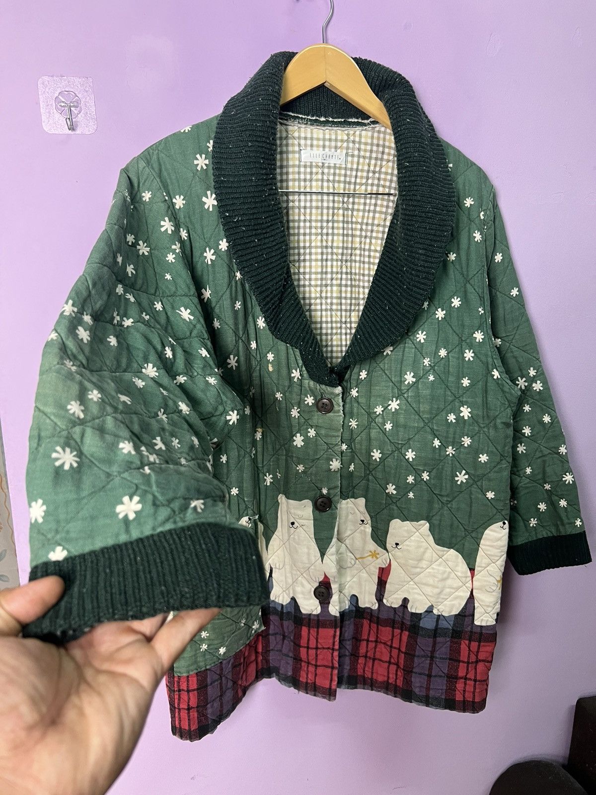 Japanese Brand 🔥Distressed Vintage Elle Chante Bear Quilted Jacket Size US M / EU 48-50 / 2 - 11 Thumbnail