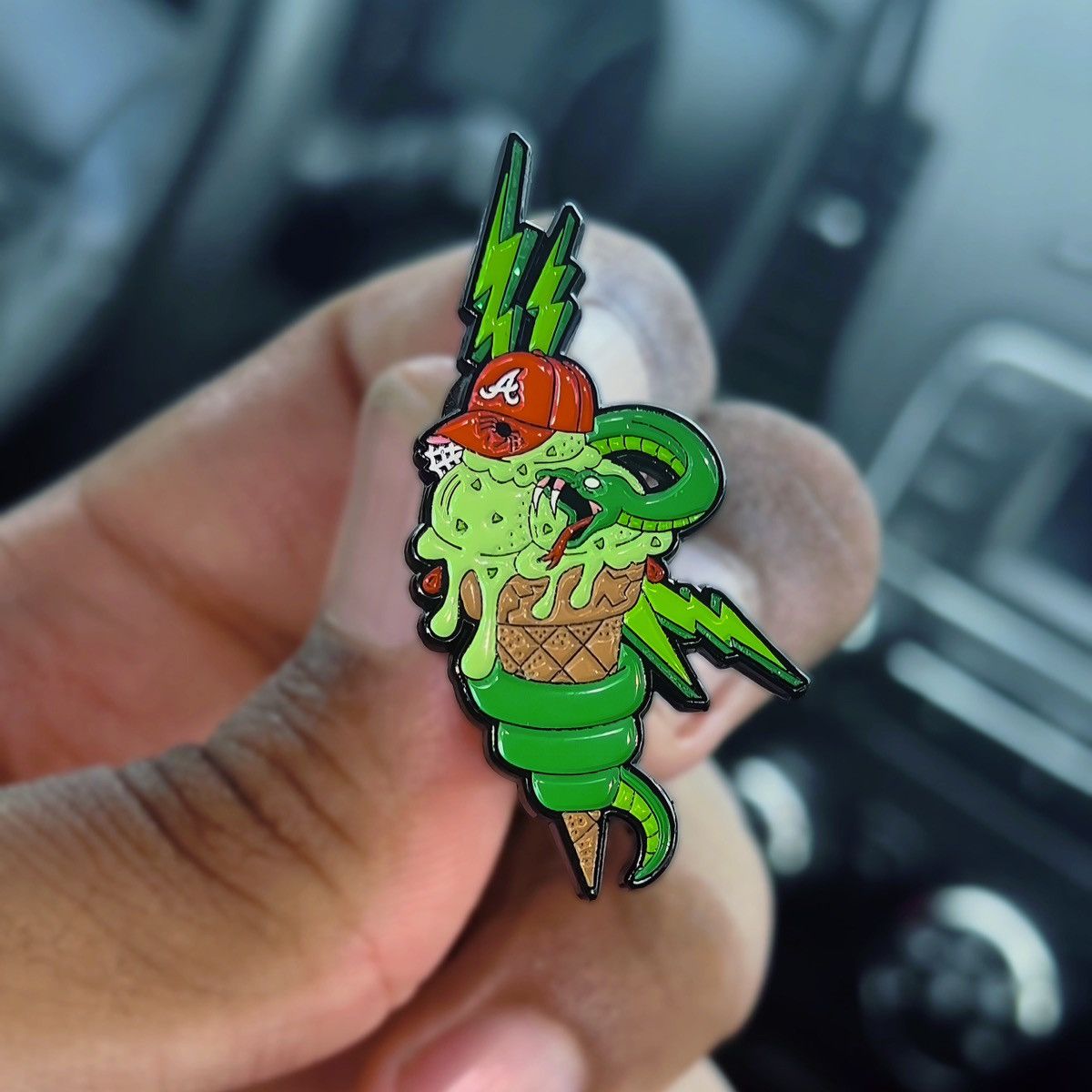Hat Club × MyFitteds Cap-A-Holics FREE BIG SLIME 🍦⚡️ Atlanta Braves Fitted Hat Pin Size ONE SIZE - 2 Thumbnail