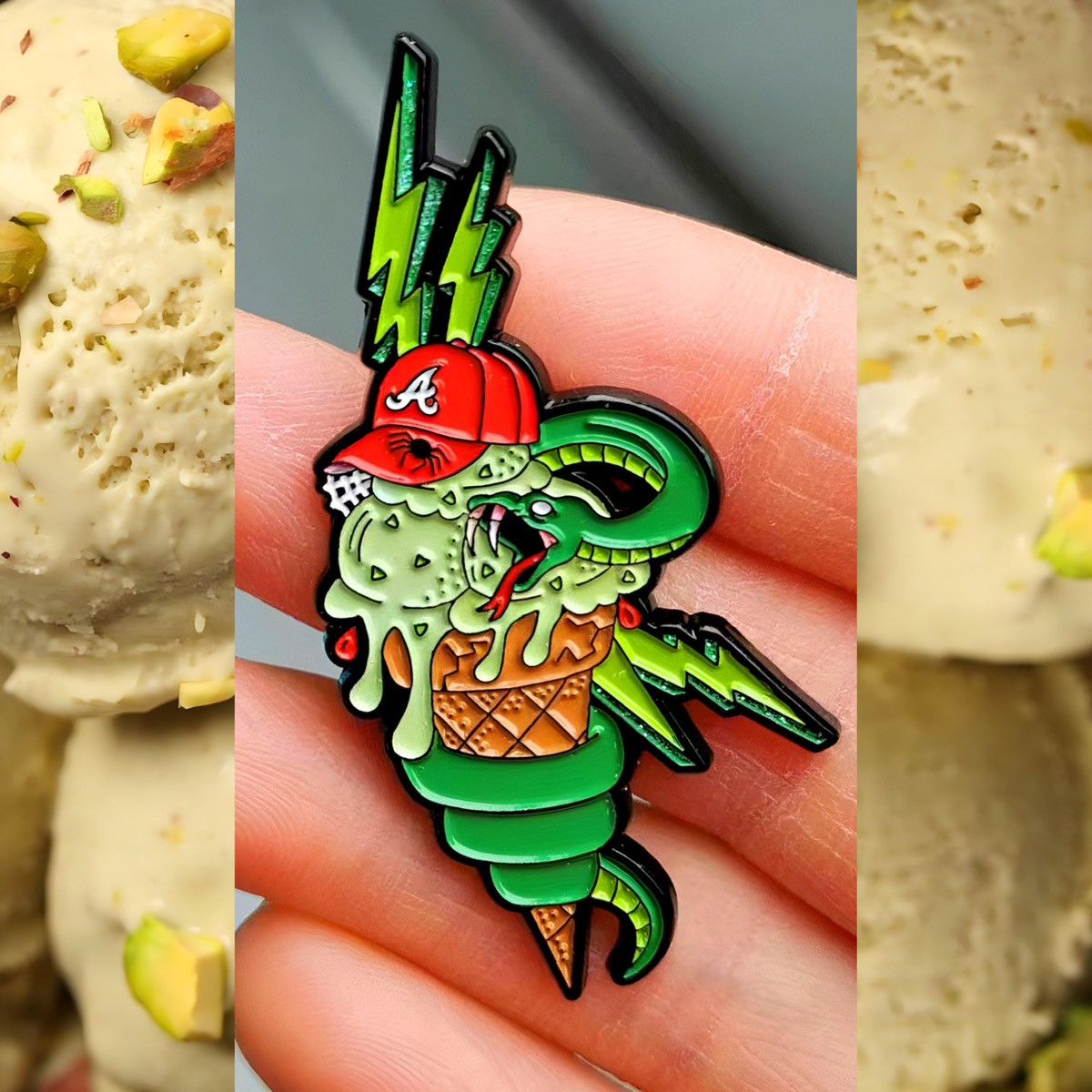 Hat Club × MyFitteds Cap-A-Holics FREE BIG SLIME 🍦⚡️ Atlanta Braves Fitted Hat Pin Size ONE SIZE - 13 Thumbnail