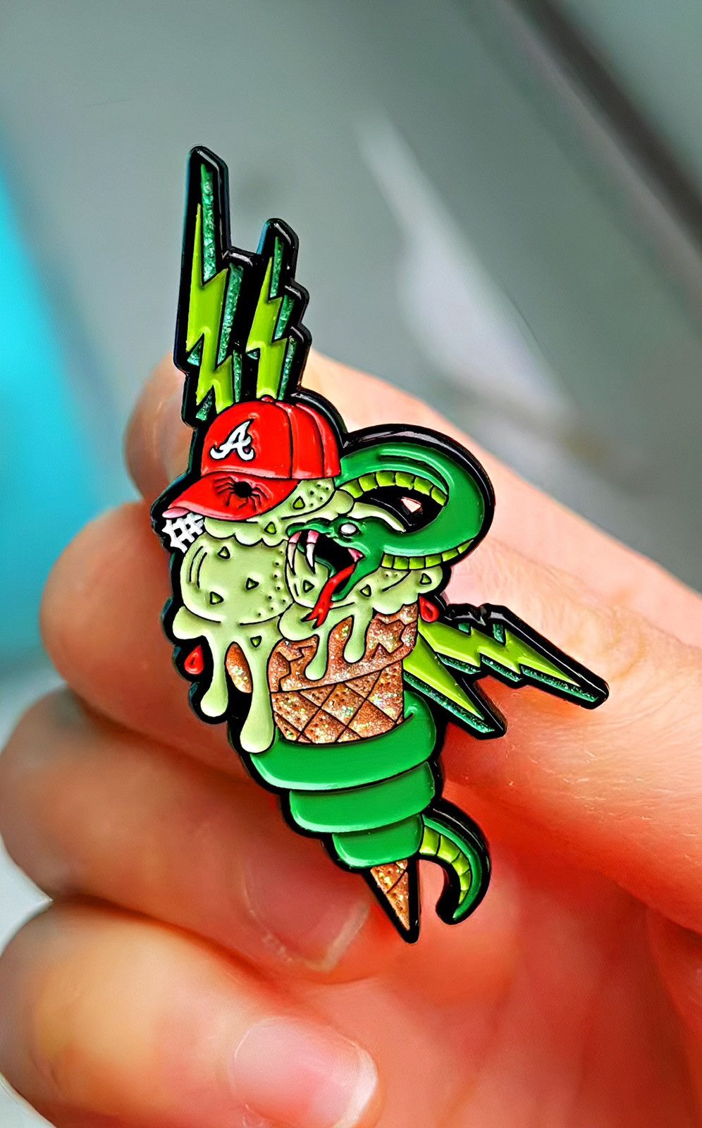 Hat Club × MyFitteds Cap-A-Holics FREE BIG SLIME 🍦⚡️ Atlanta Braves Fitted Hat Pin Size ONE SIZE - 14 Thumbnail