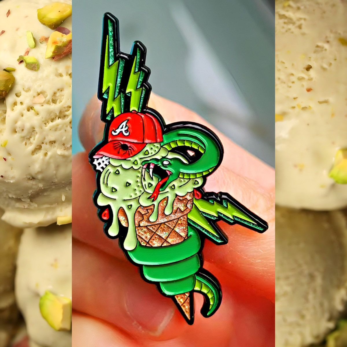 Hat Club × MyFitteds Cap-A-Holics FREE BIG SLIME 🍦⚡️ Atlanta Braves Fitted Hat Pin Size ONE SIZE - 3 Thumbnail
