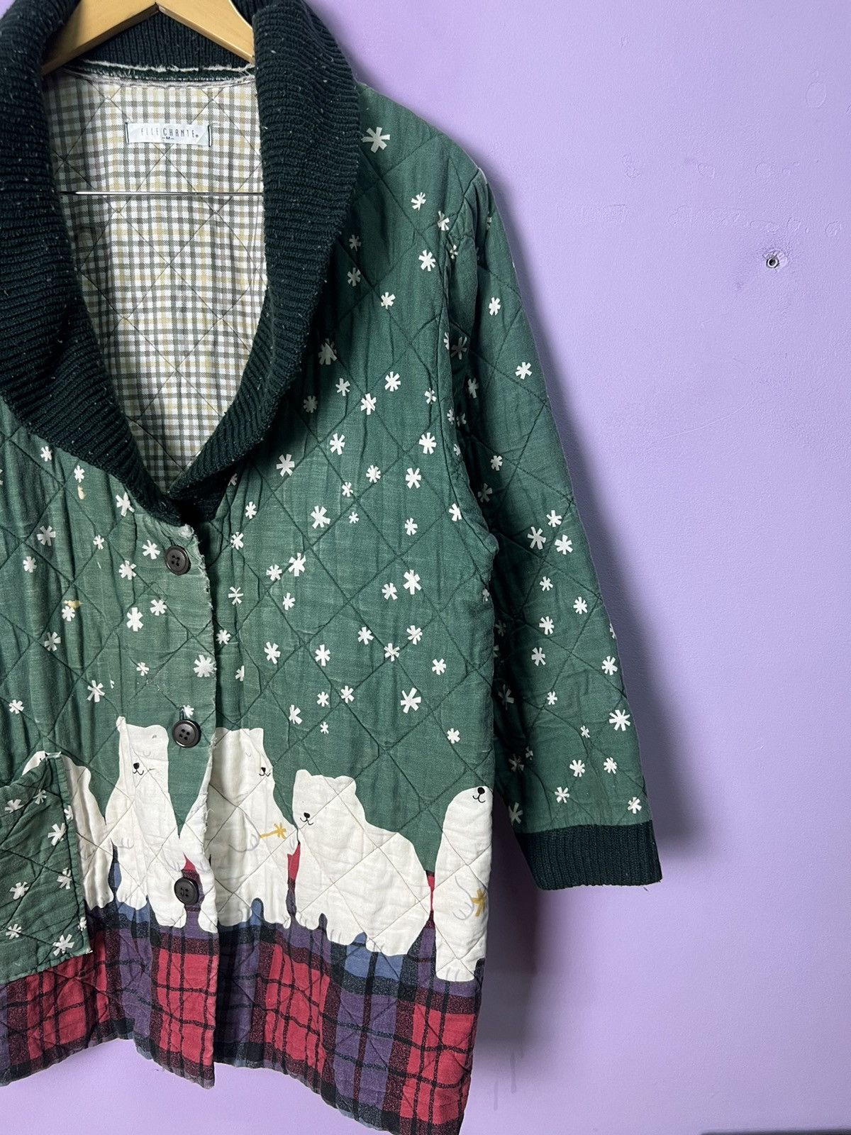 Japanese Brand 🔥Distressed Vintage Elle Chante Bear Quilted Jacket Size US M / EU 48-50 / 2 - 9 Thumbnail