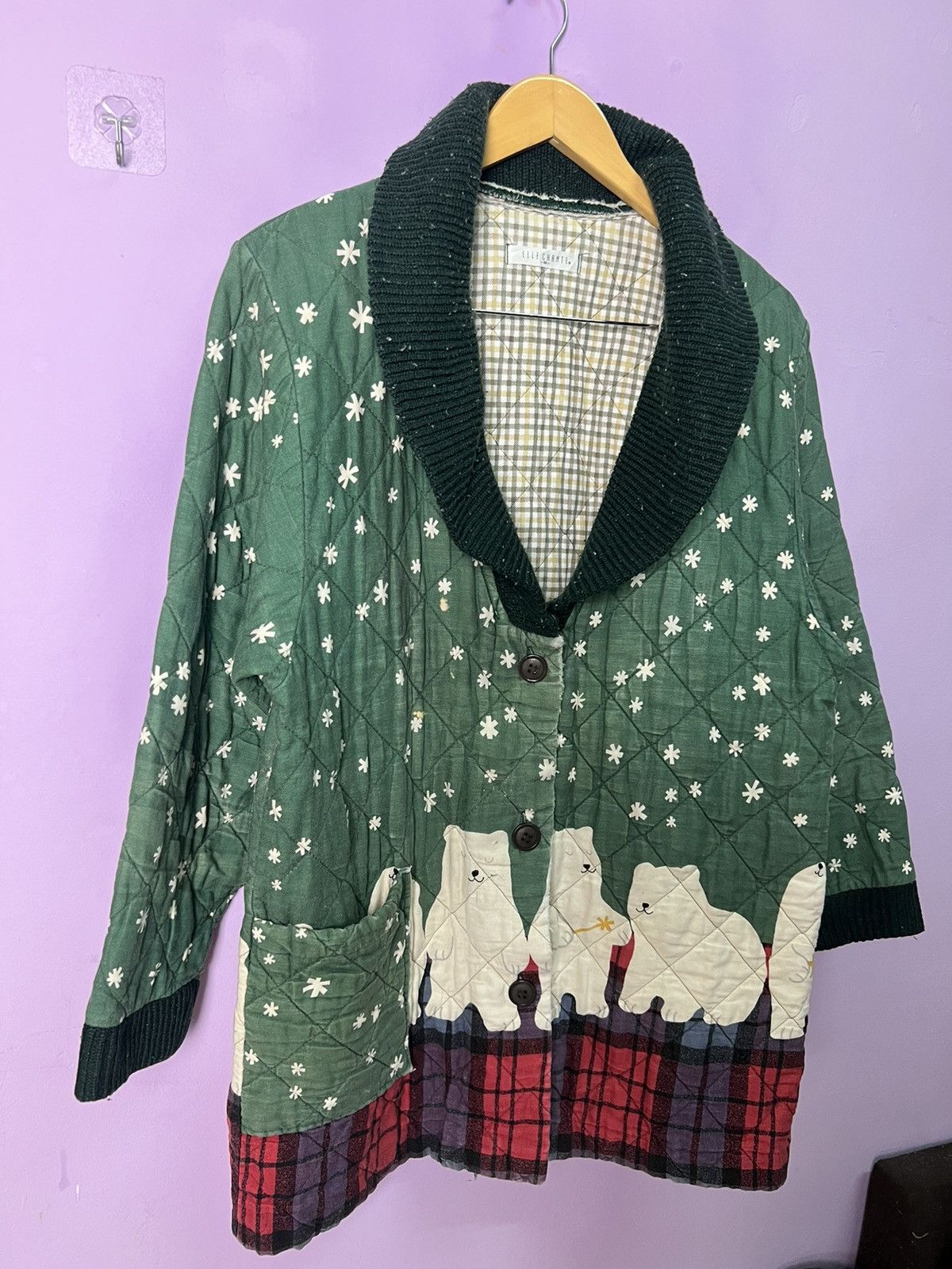 Japanese Brand 🔥Distressed Vintage Elle Chante Bear Quilted Jacket Size US M / EU 48-50 / 2 - 11 Thumbnail